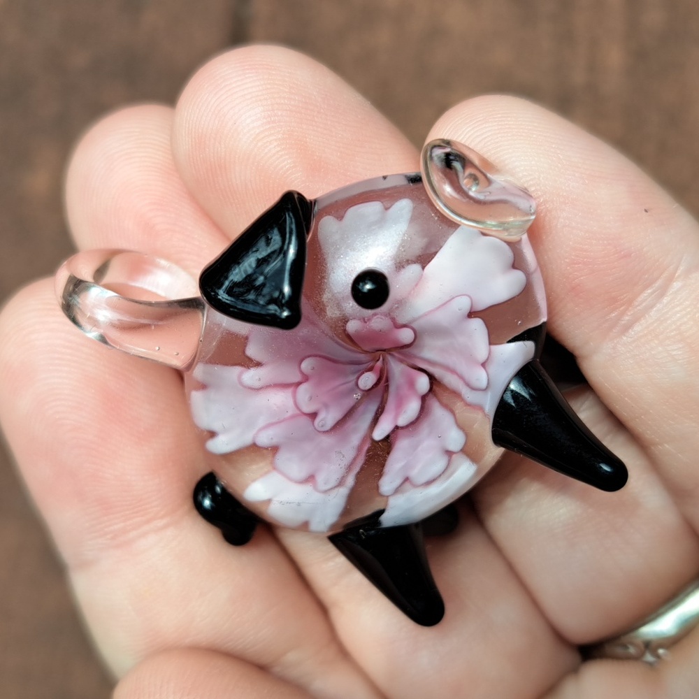 Tiny Pink Pig Glass Charm